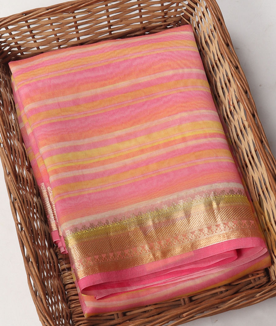 Pink Kora Organza Printed Saree T326062-image