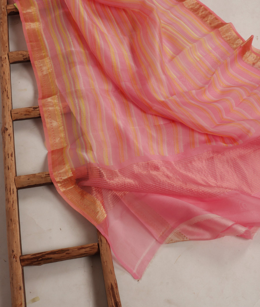 Pink Kora Organza Printed Saree T3260622