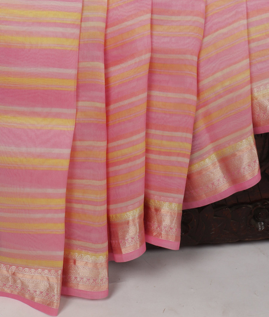 Pink Kora Organza Printed Saree T3260623