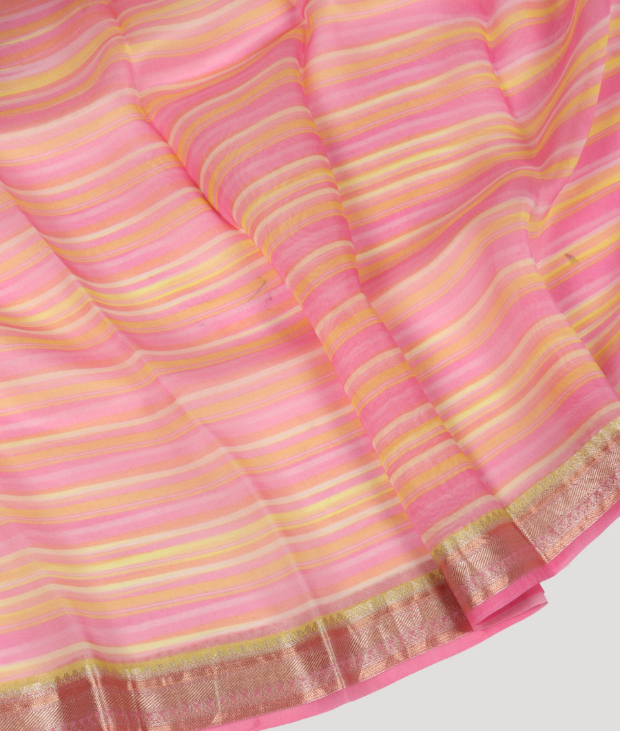 Pink Kora Organza Printed Saree T3260625