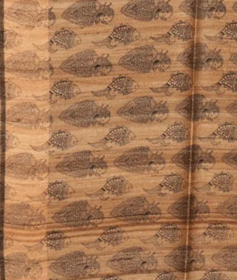 Black Tussar Printed Saree T3275123