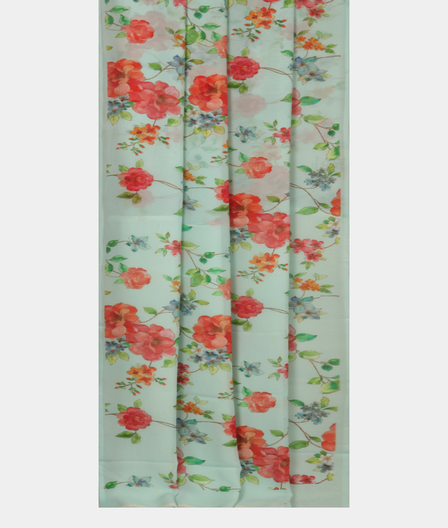 Blue Georgette Silk Saree T2372932