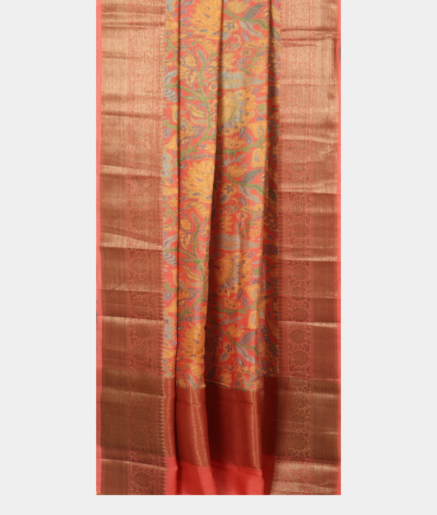 Peach Soft Printed Cotton Saree T3238382