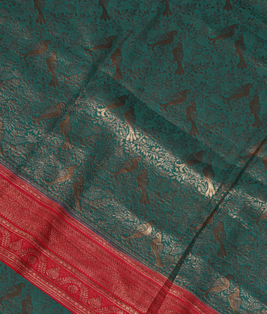 Peacock Blue Mysore Silk Saree T322699-image