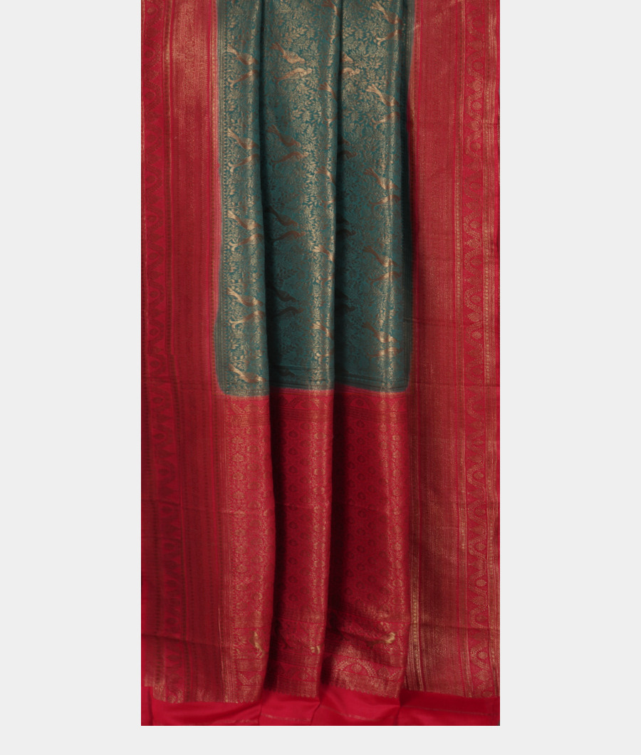 Peacock Blue Mysore Silk Saree T3226992