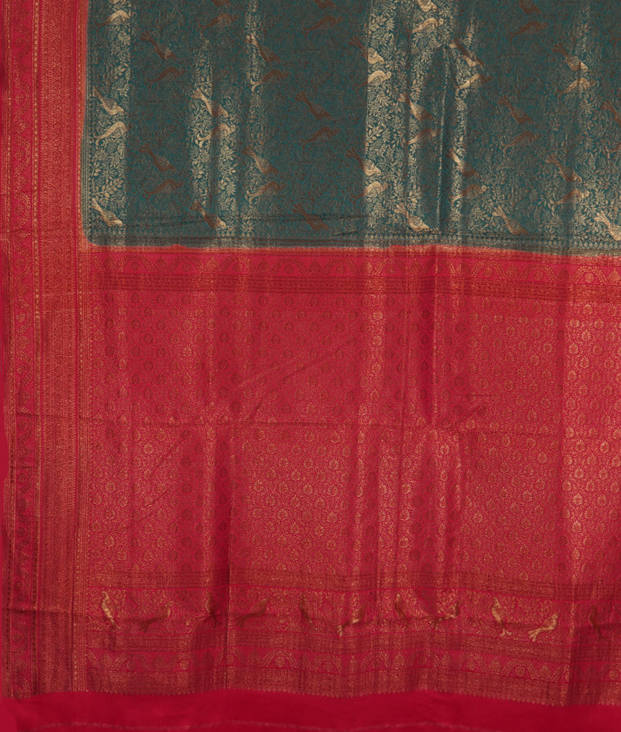 Peacock Blue Mysore Silk Saree T3226994