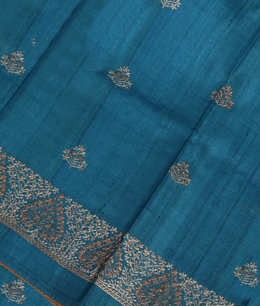 Blue Tussar Embroidery Saree T320887-image
