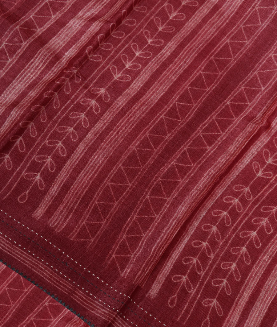 Maroon Tussar Printed Saree T320940-image