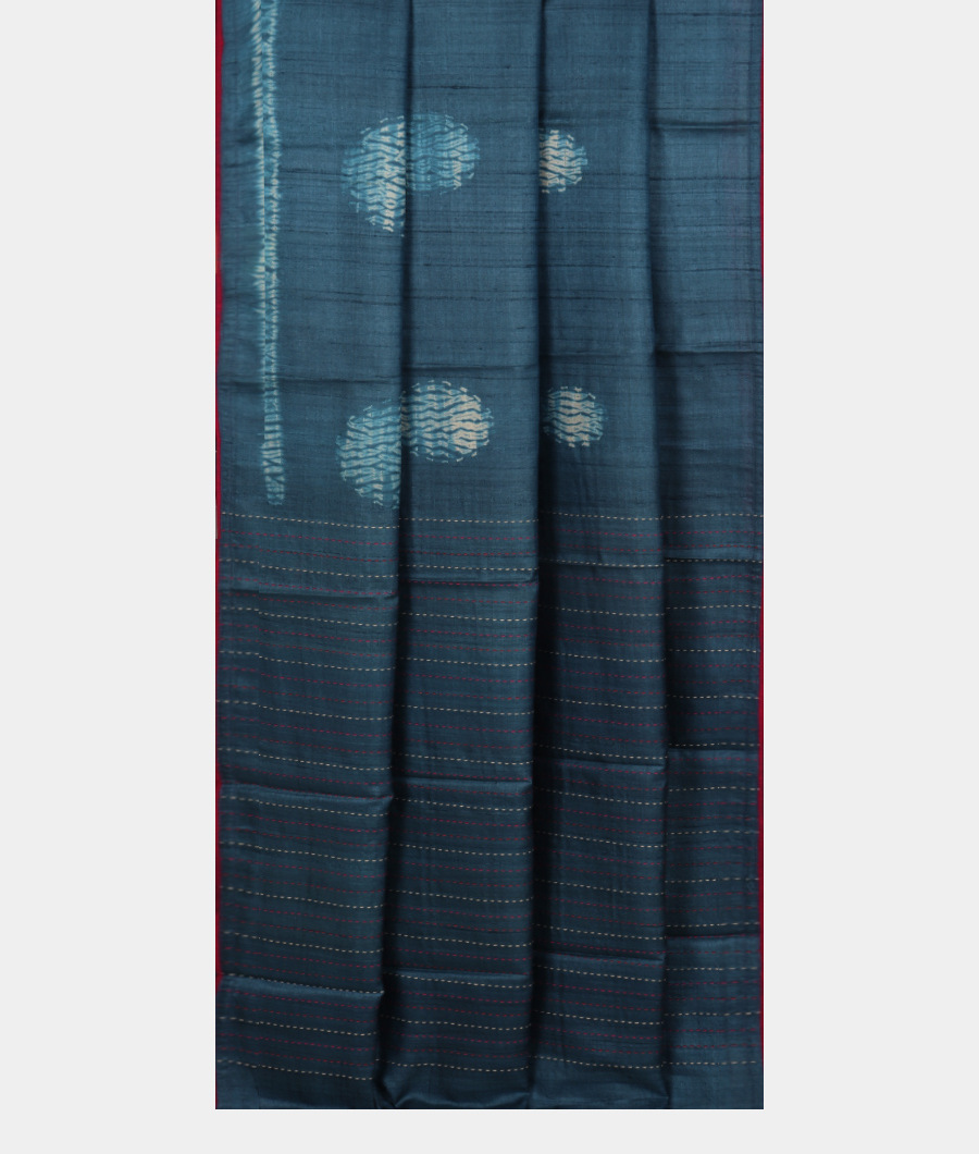 Blue Tussar Printed Saree T3207882