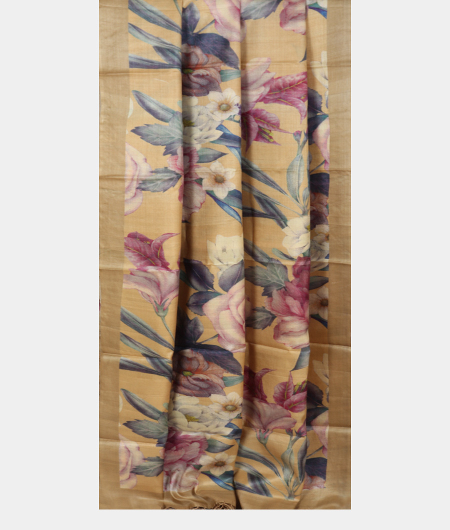 Beige Tussar Printed Saree T3242282