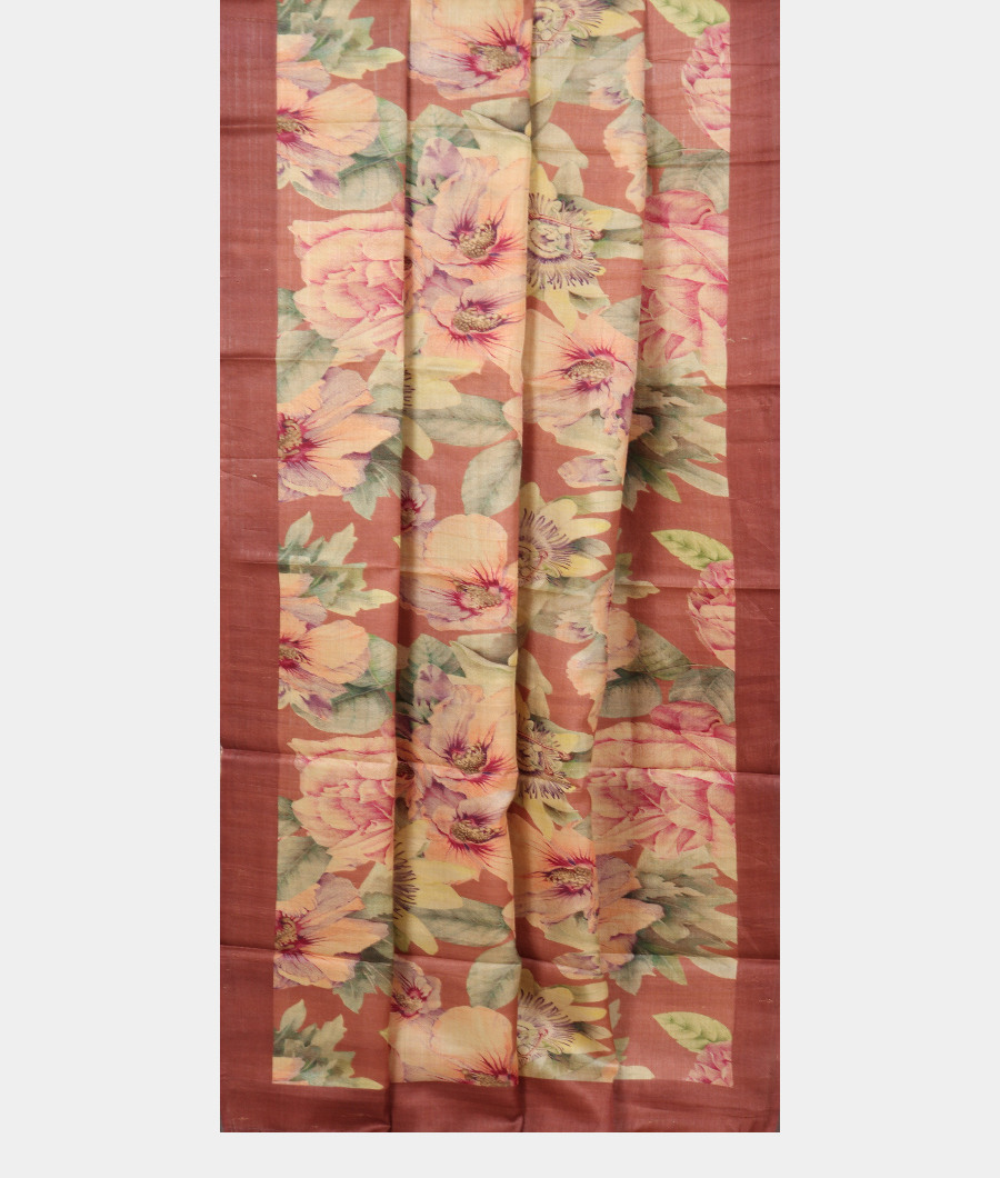 Mauve Pink Tussar Printed Saree T3242522