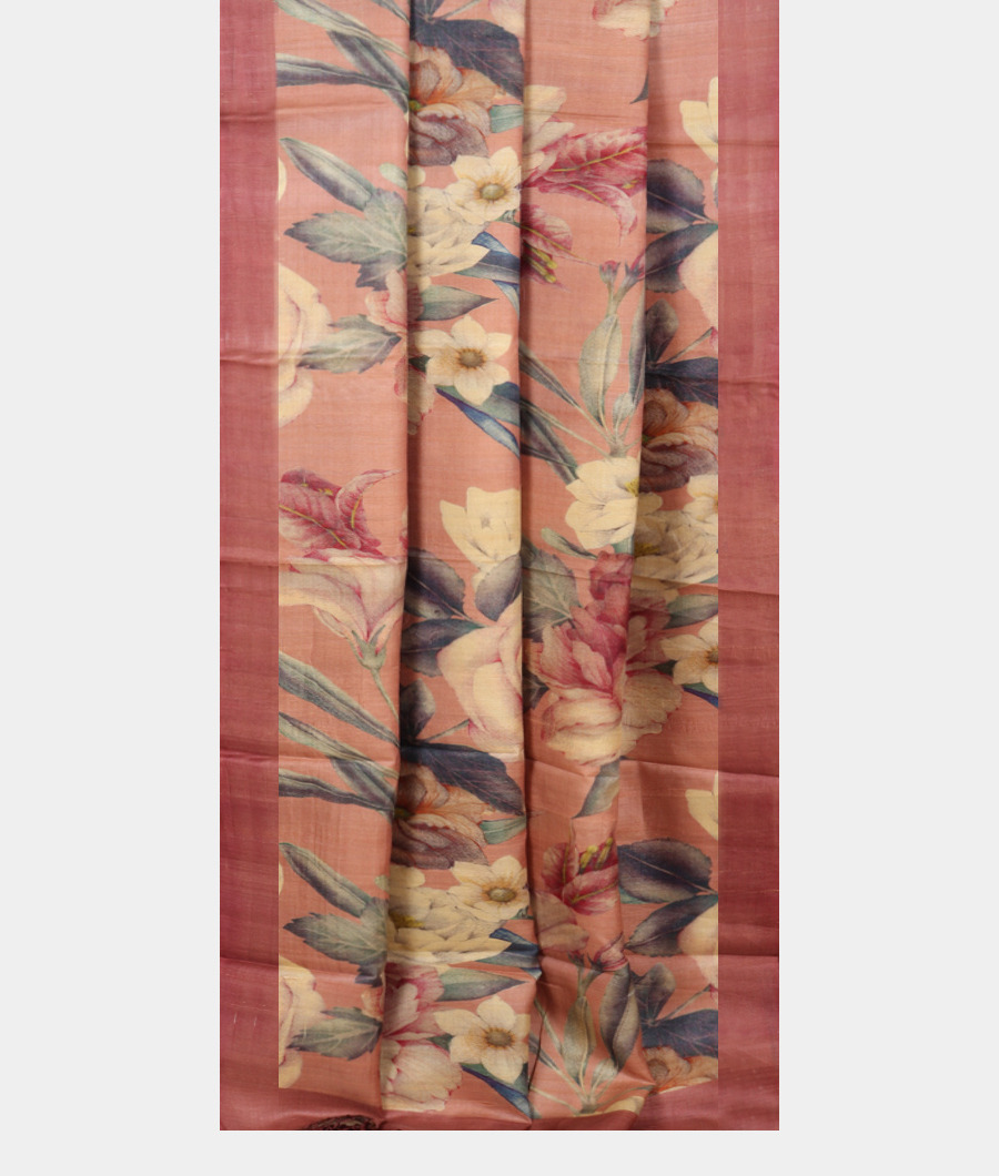 Pink Tussar Printed Saree T3242372