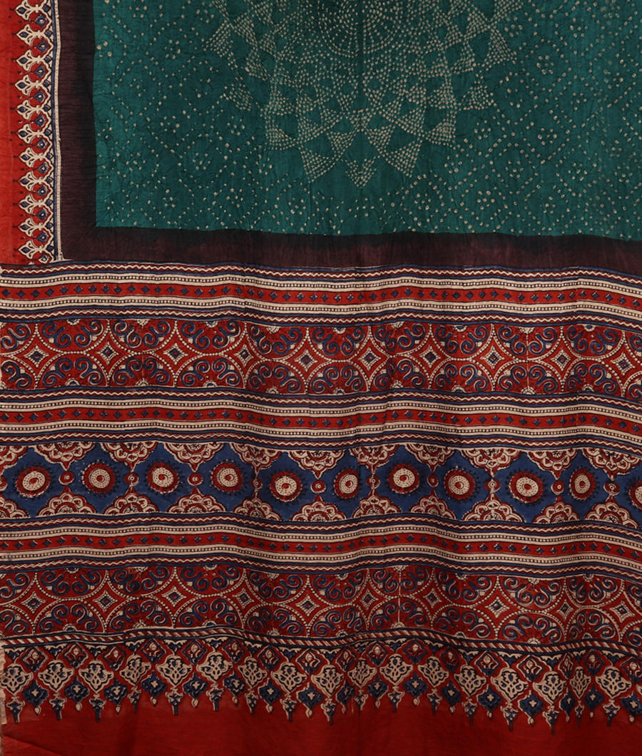 Blue Bandhani Gajji Silk Saree T3271714