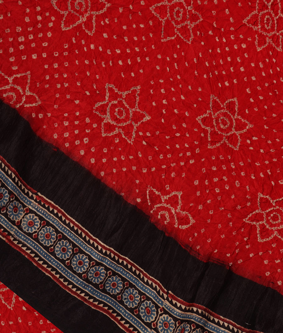 Red Bandhani Gajji Silk Saree T327176-image