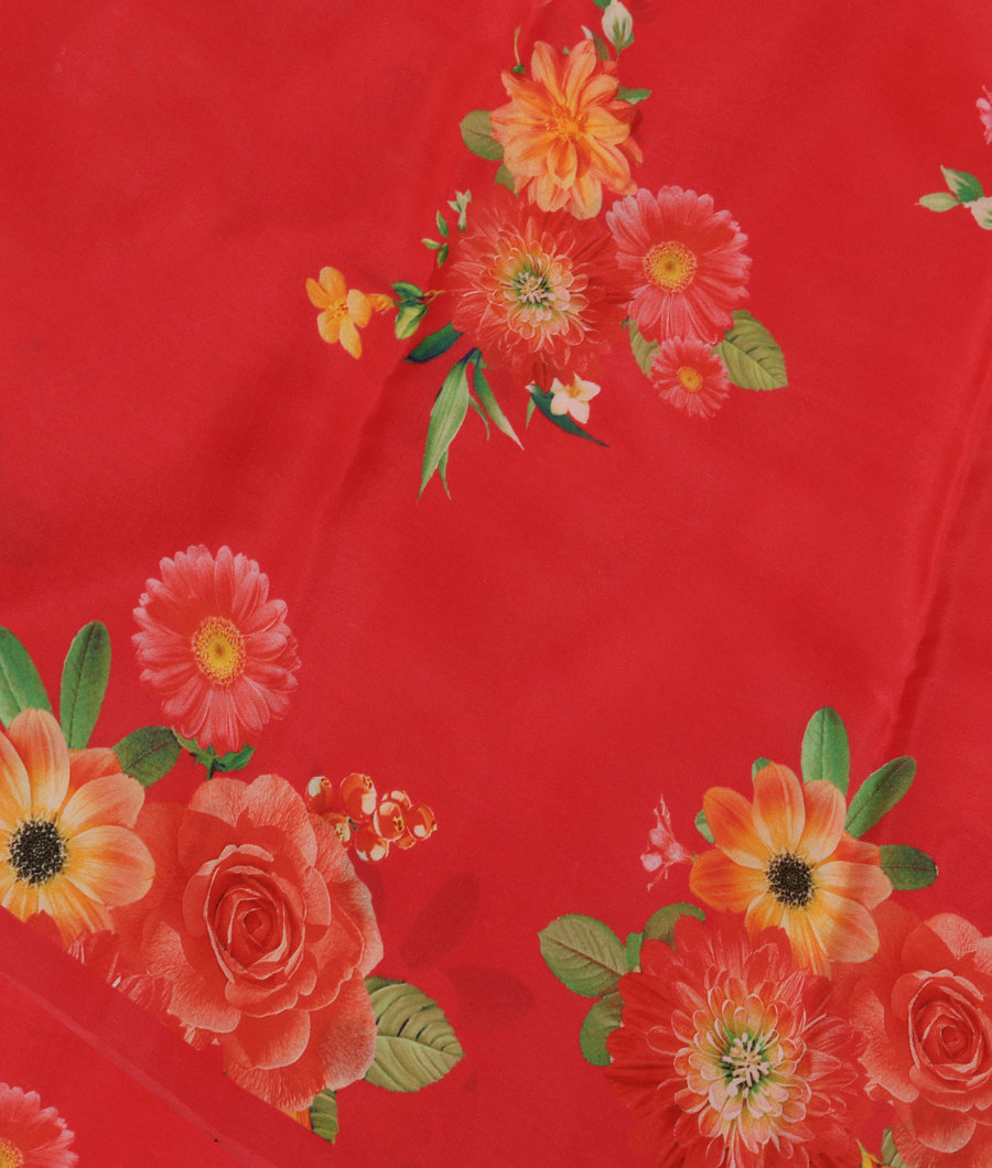 Red Satin Crepe Silk Saree T293104-image