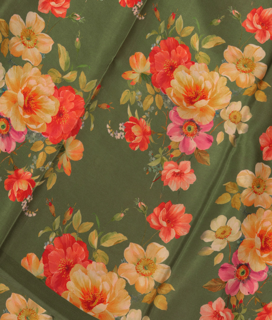 Green Satin Crepe Silk Saree T293137-image