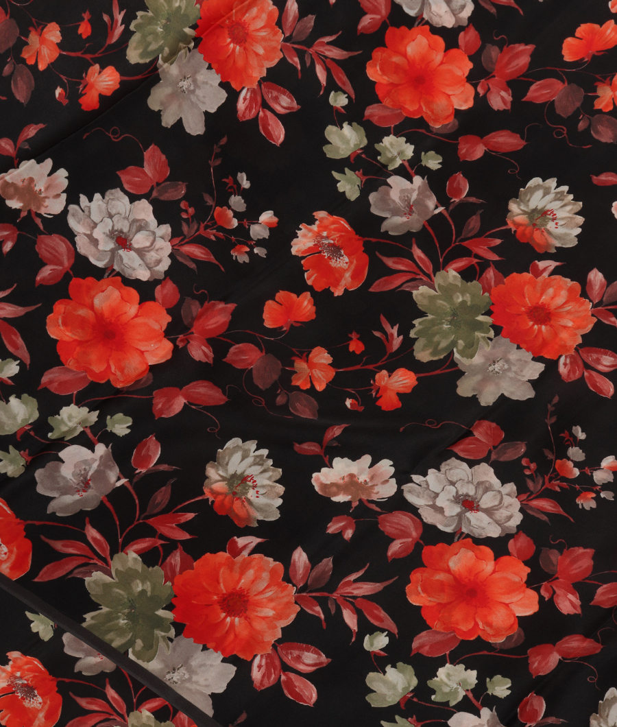 Black Satin Crepe Silk Saree T293118-image