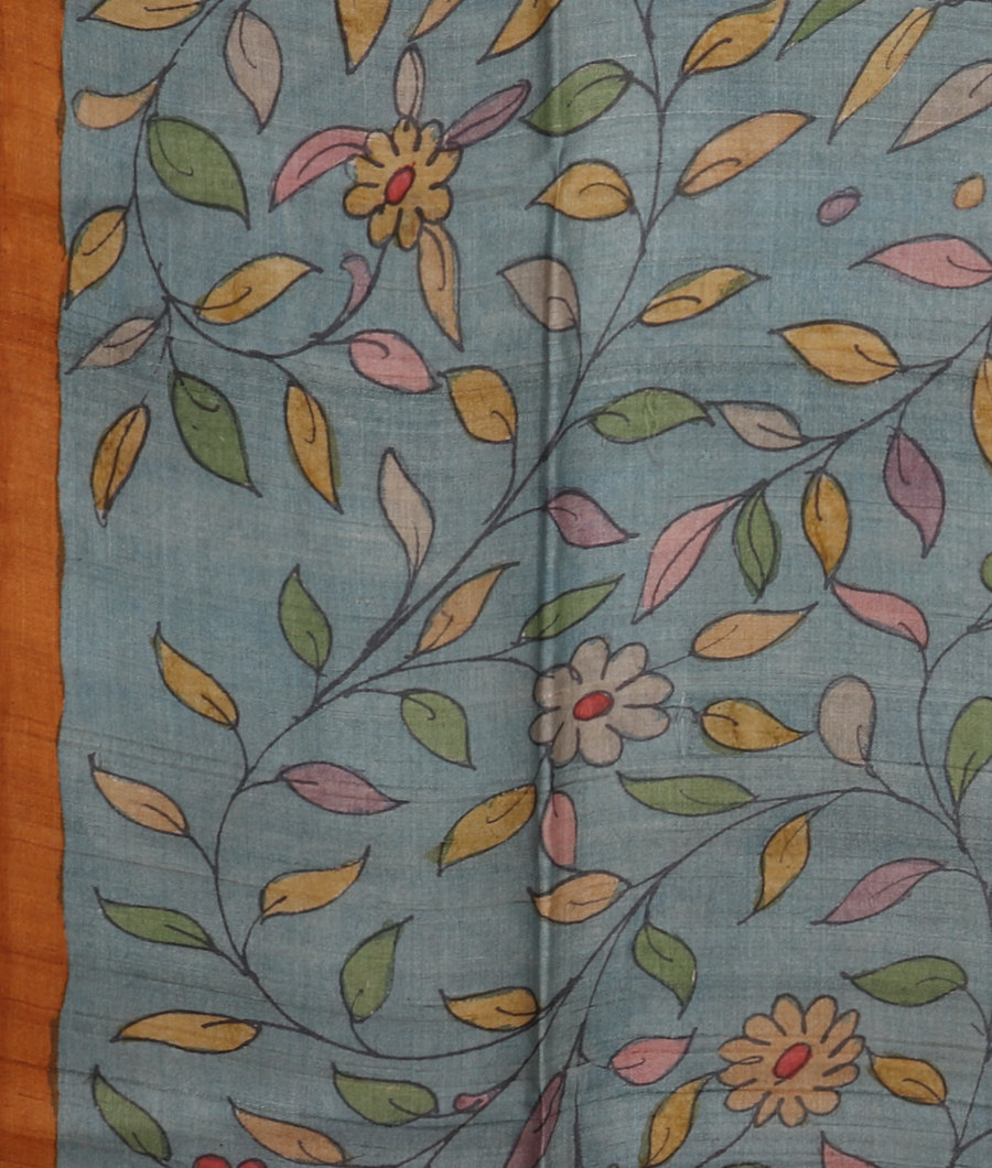 Mustard Yellow Tussar Printed Saree T3288543