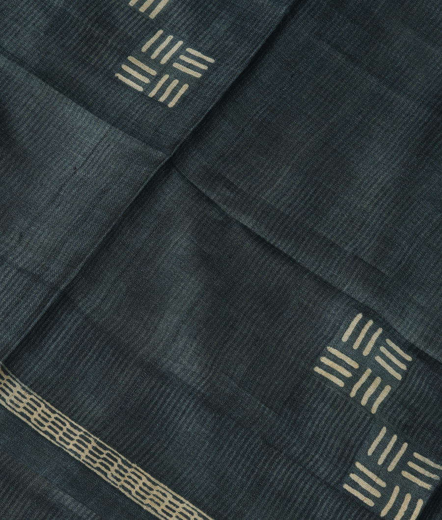 Bluish Grey Tussar Printed Saree T328851-image
