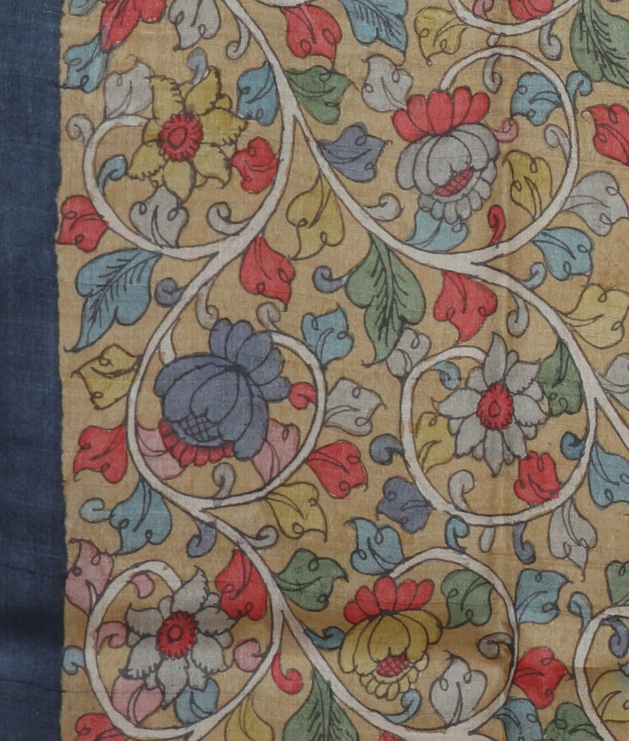 Bluish Grey Tussar Printed Saree T3288513