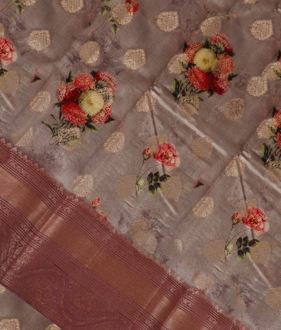 Grey Chaniya Silk Saree T329567-image