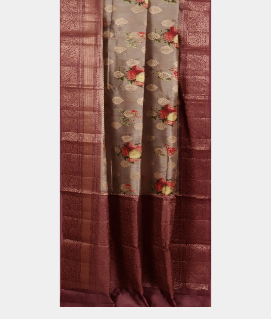 Grey Chaniya Silk Saree T3295672