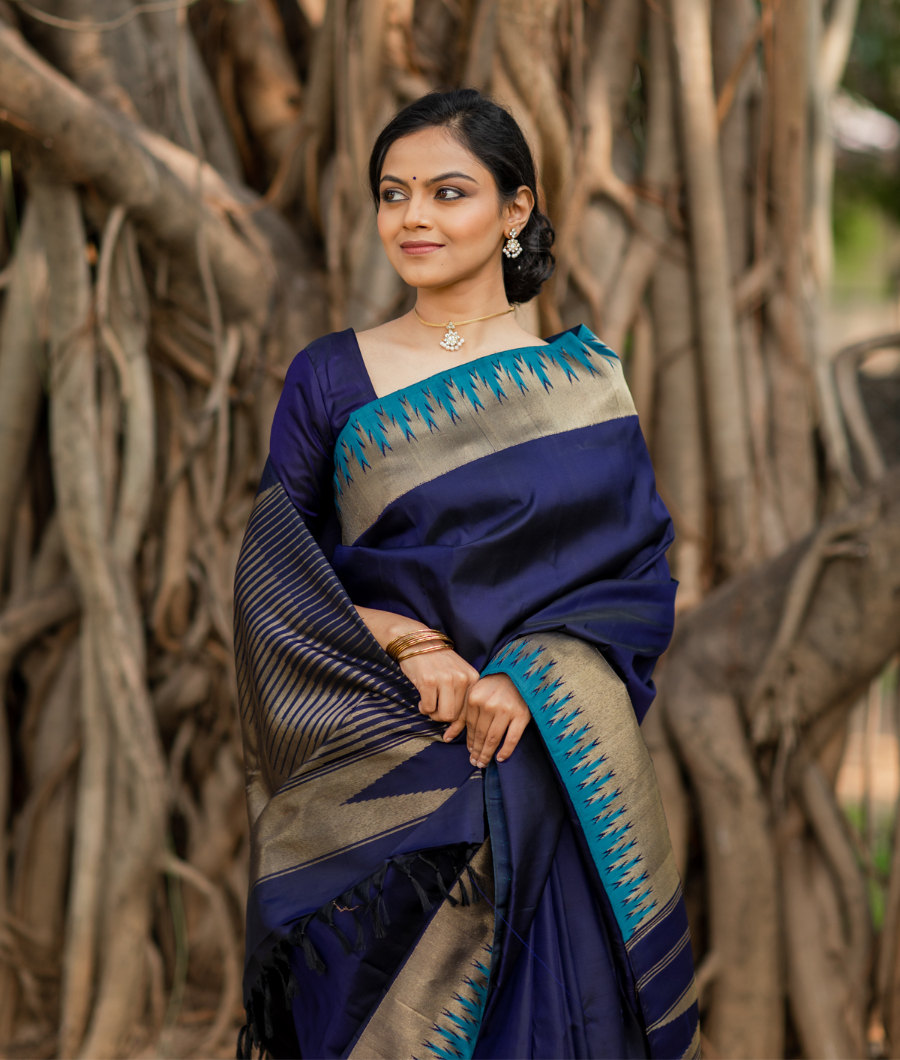 Blue Handwoven Kanjivaram Silk Saree T3211682