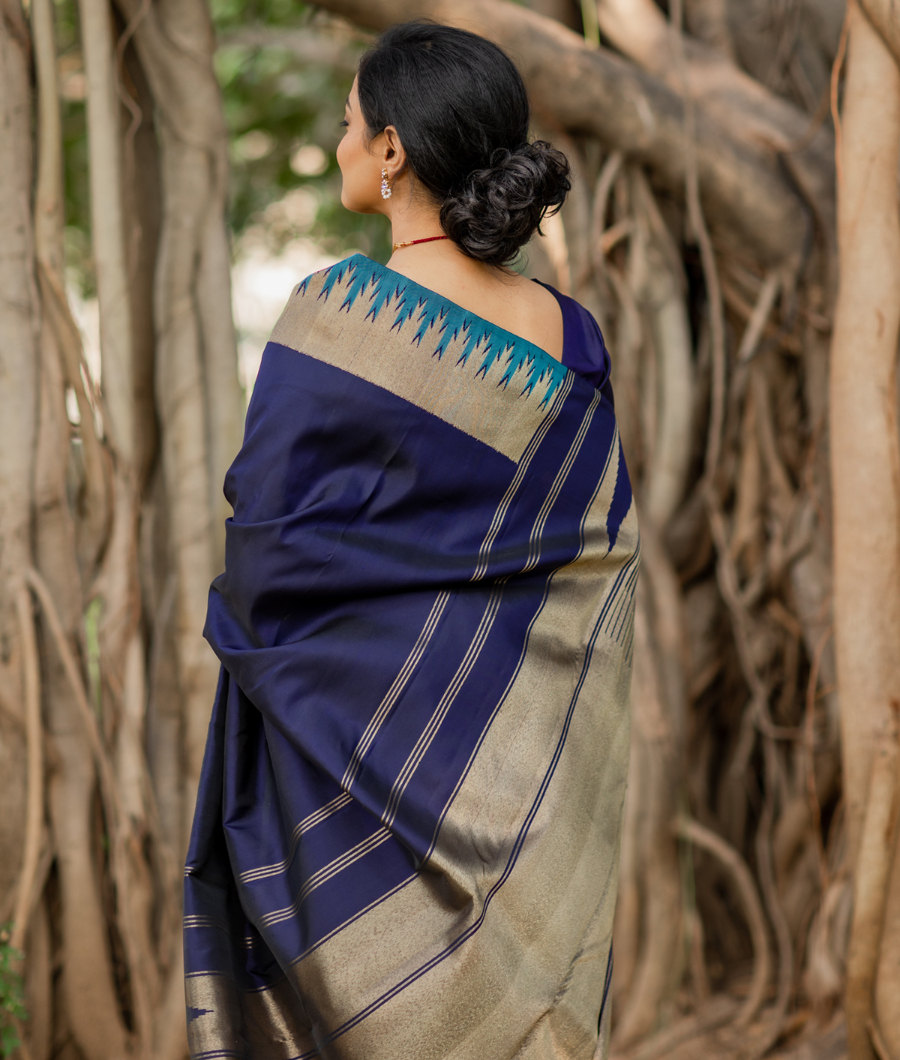 Blue Handwoven Kanjivaram Silk Saree T3211683