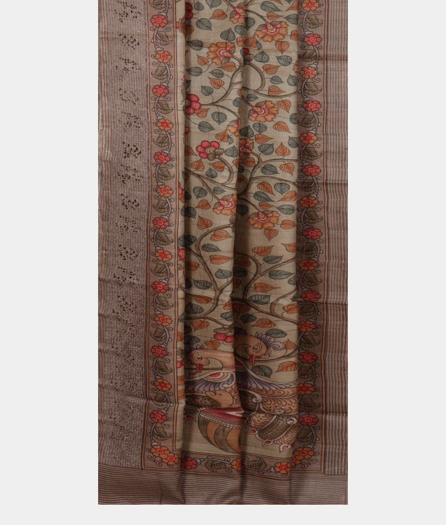 Green Tussar Printed Saree  T3000952