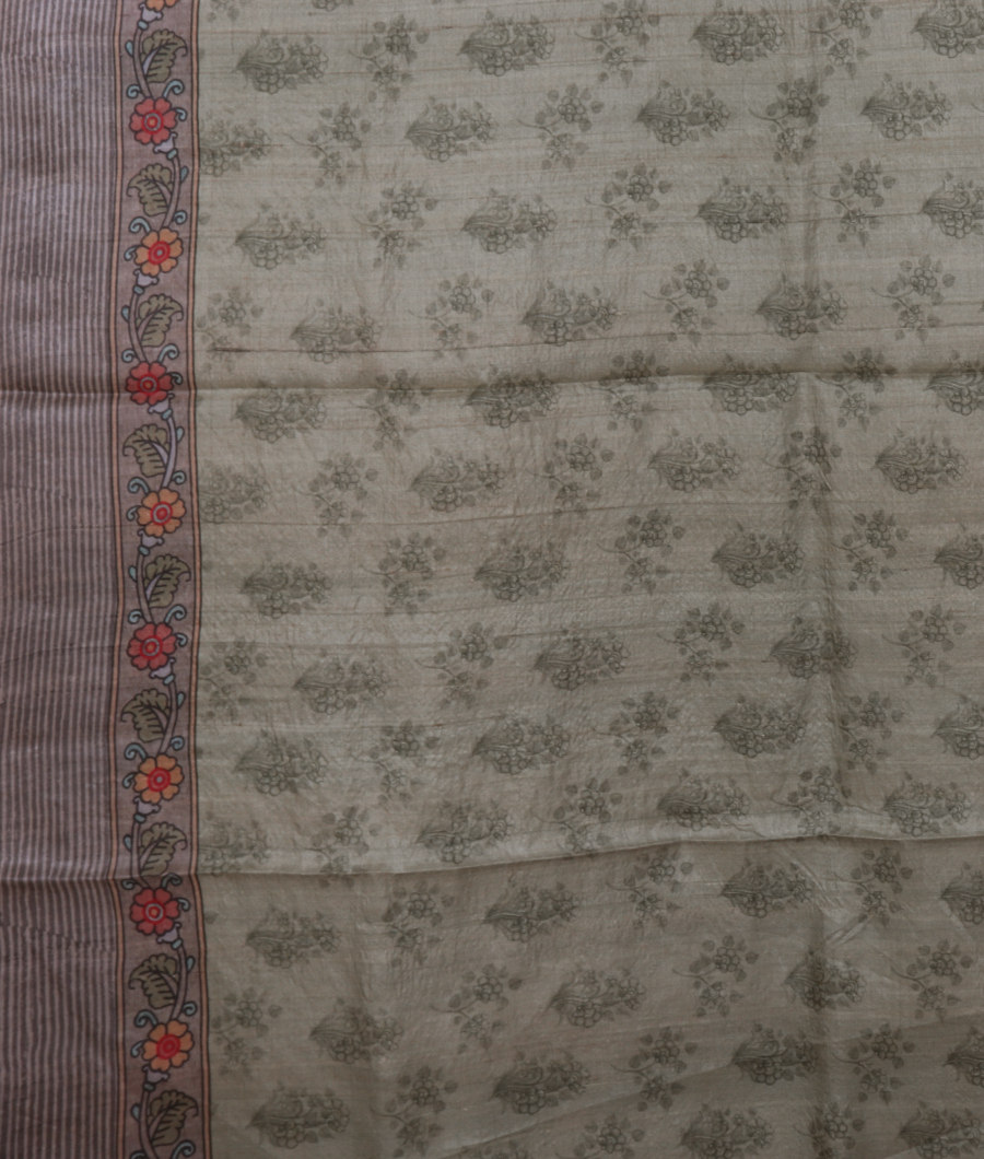 Green Tussar Printed Saree  T3000953