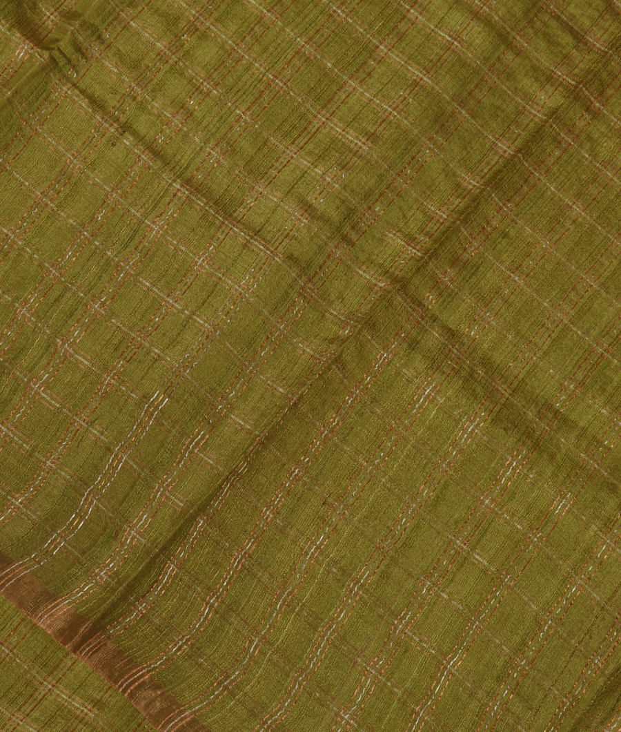 Green Woven Tussar Saree T329089-image