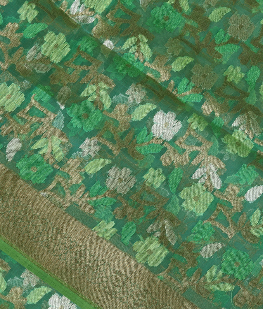 Green Woven Organza Saree T302921-image