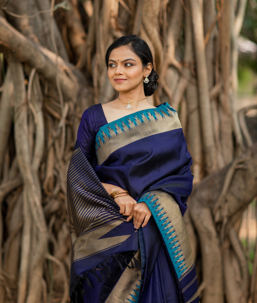 Blue Handwoven Kanjivaram Silk Saree T3299402