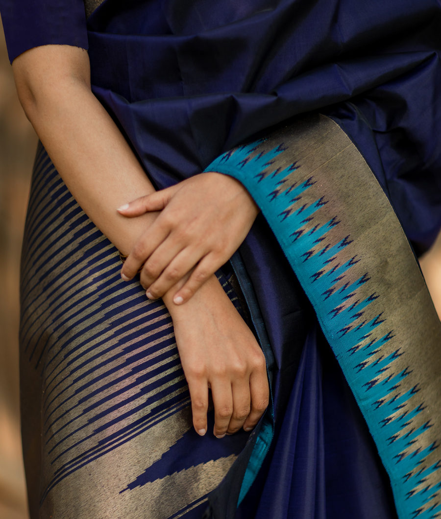 Blue Handwoven Kanjivaram Silk Saree T3299404