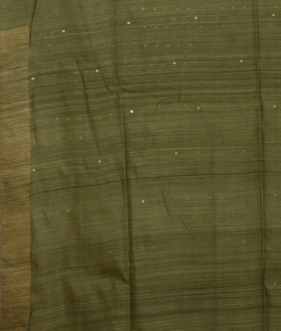 Green Handwoven Tussar Saree T3283723