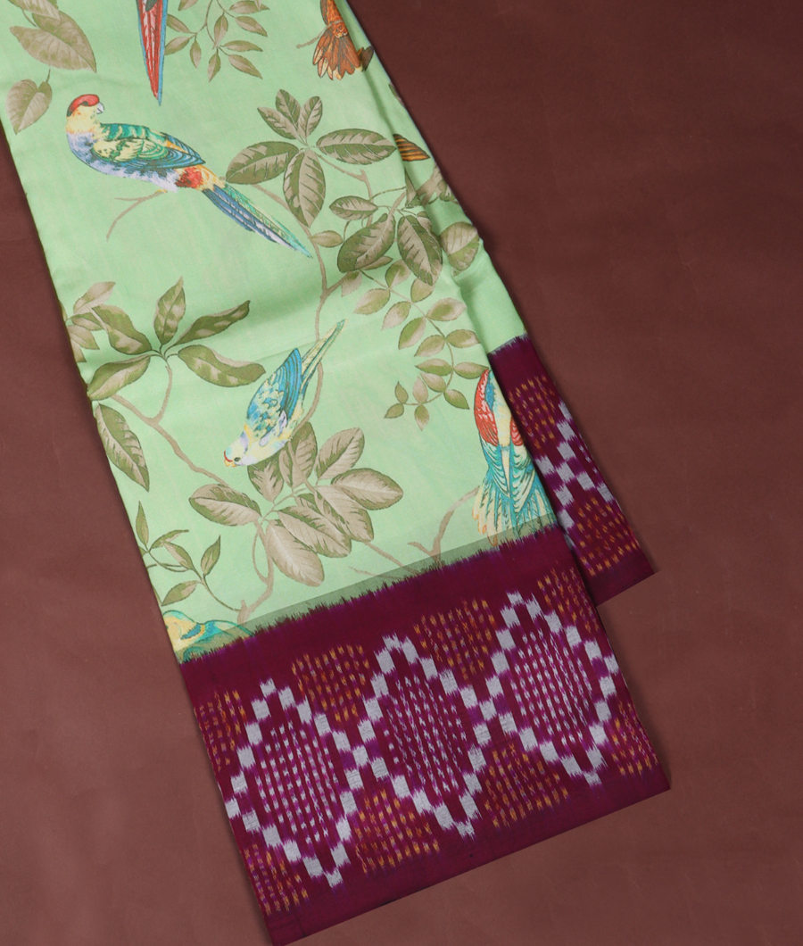 Green Ikat Silk Saree T327823-image