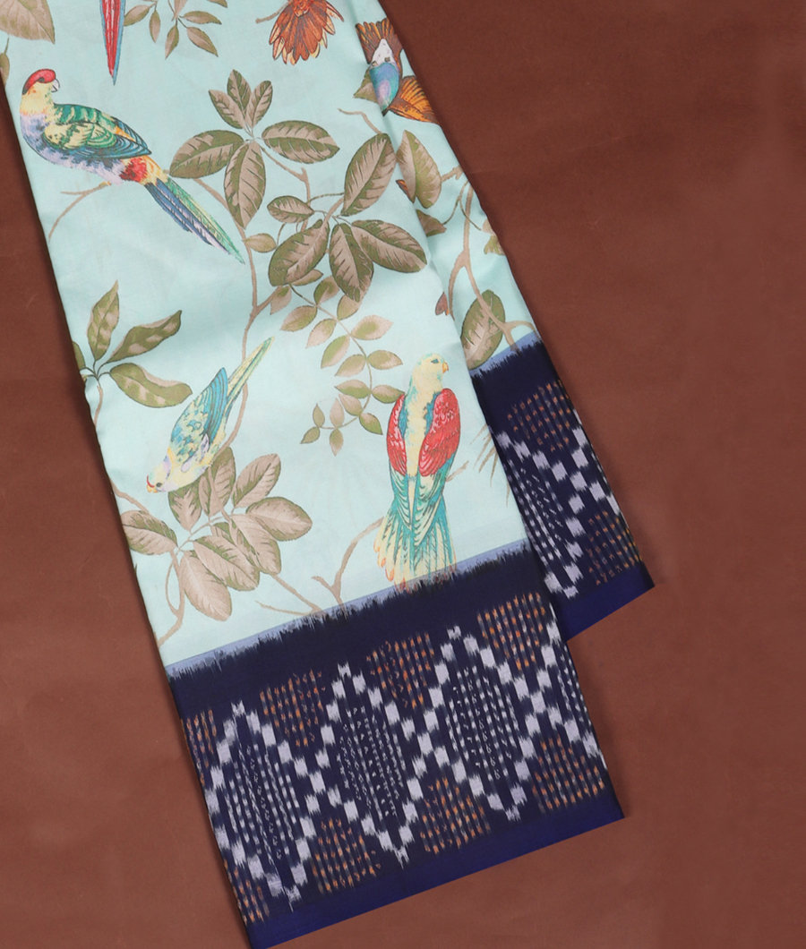 Blue Ikat Silk Saree T327819-image