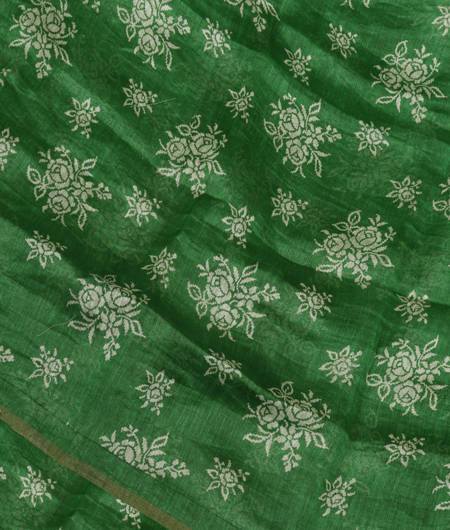 Green Linen Printed Saree T330220-image