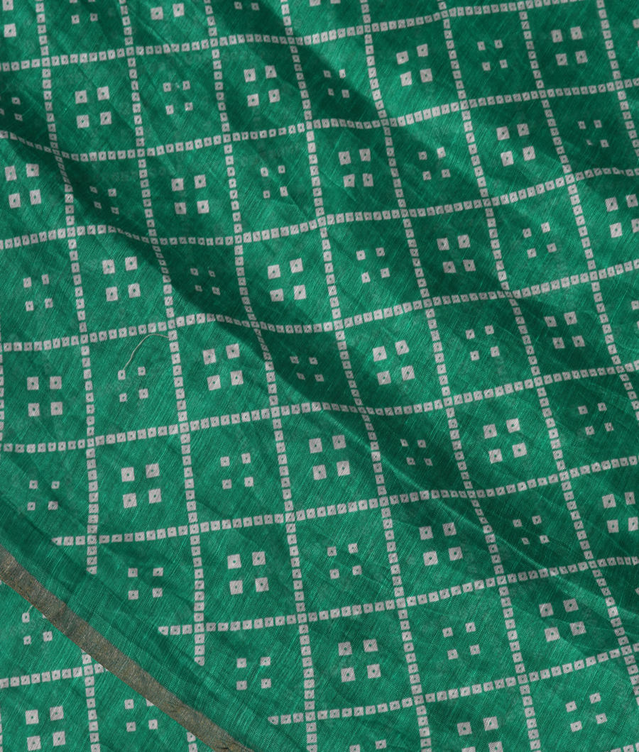 Green Linen Printed Saree T330190-image