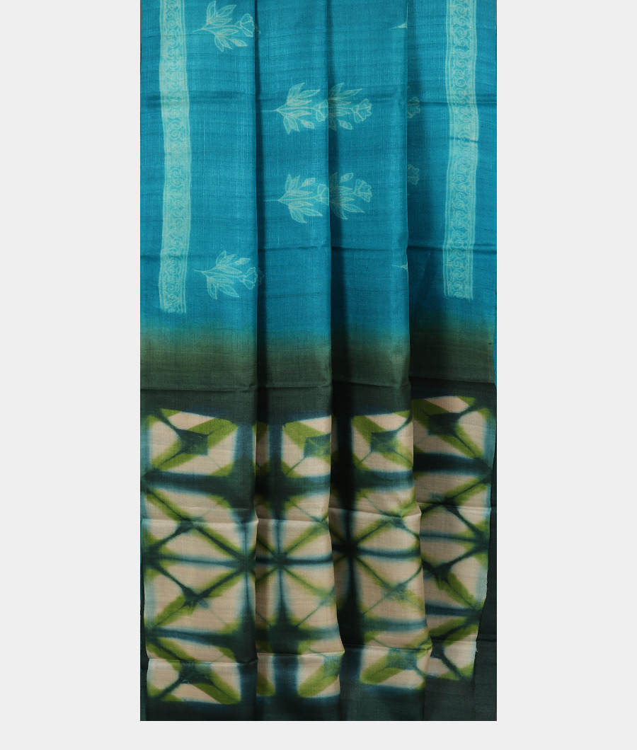 Blue Tussar Printed Saree T3076932