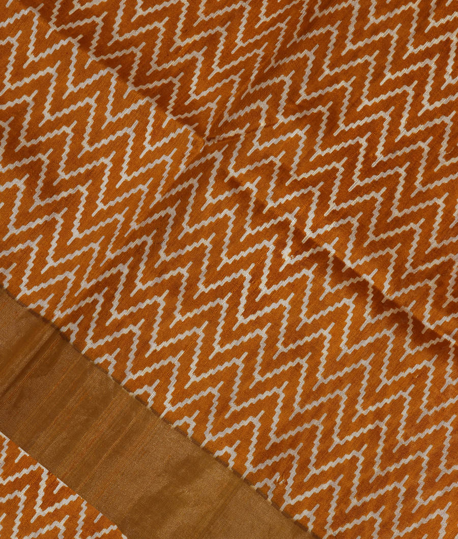 Mustard Yellow Printed Raw Silk Saree T294949-image