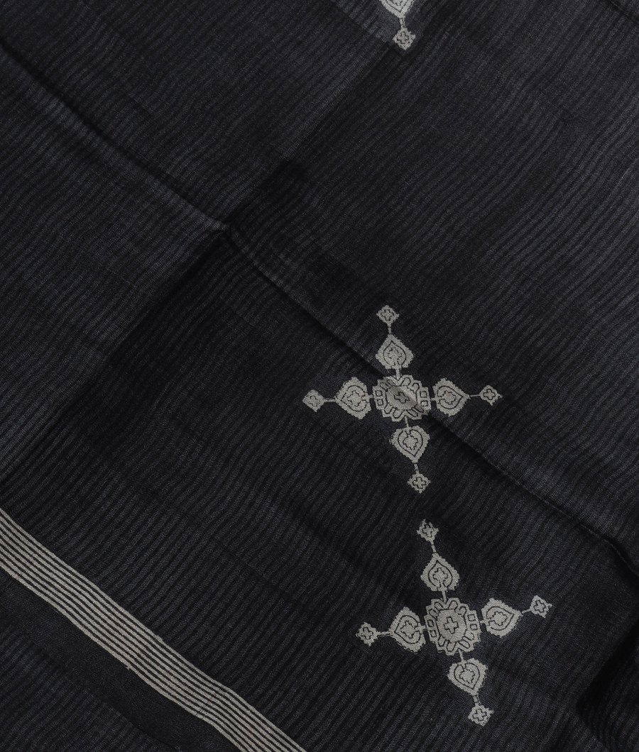 Black Tussar Printed Saree T328855-image