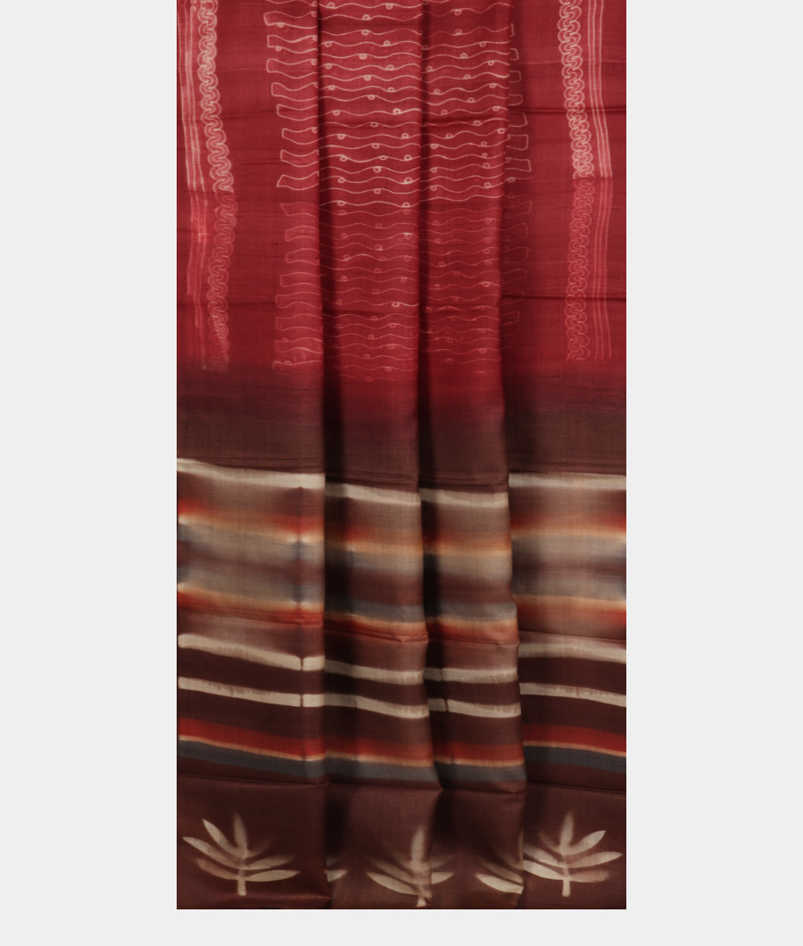 Maroon Tussar Printed Saree T3076982