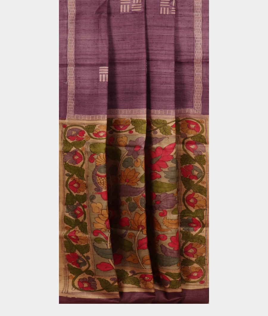 Purple Tussar Printed Saree T3288522