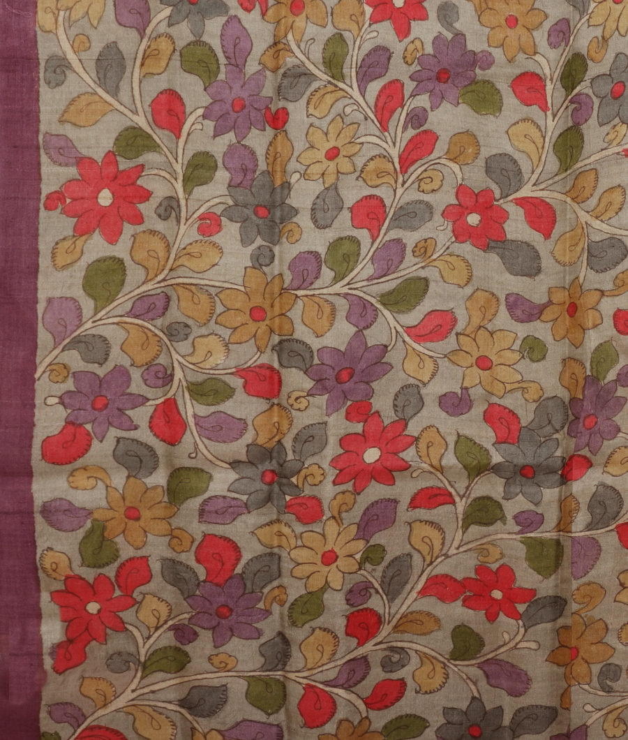 Purple Tussar Printed Saree T3288523