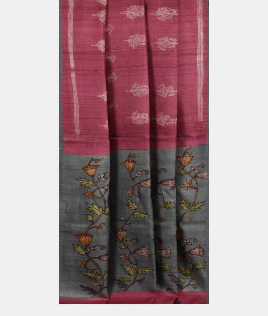 Pink Tussar Printed Saree T3288682