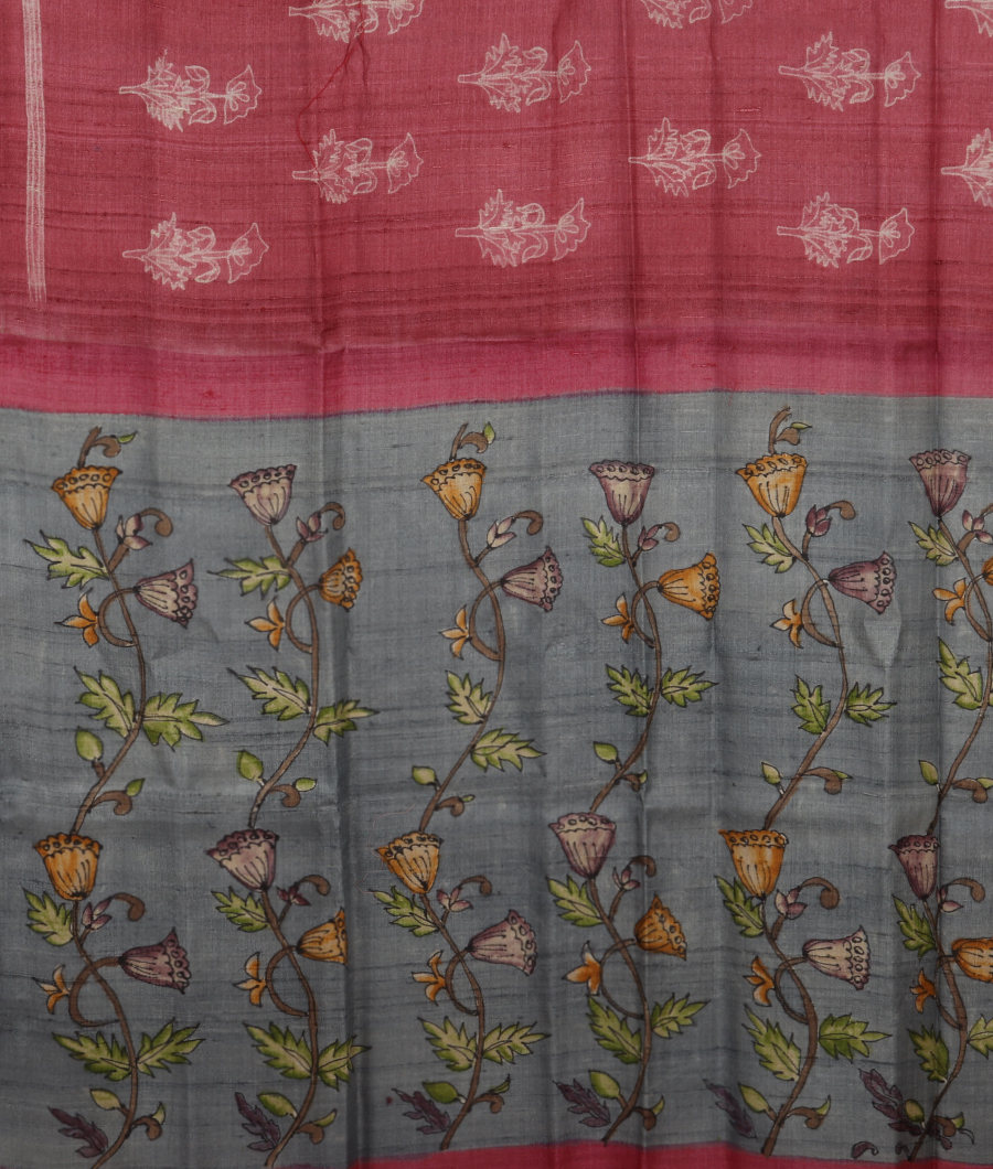 Pink Tussar Printed Saree T3288684