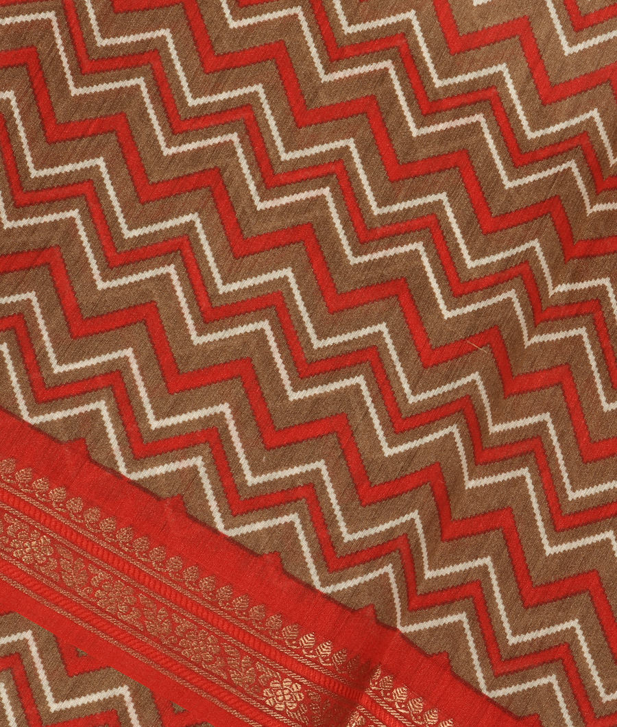Brown Soft Tussar Printed Saree T271210-image