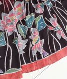 Black and Maroon Batik Printed Silk Saree T3290212