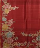 Red Tussar Embroidery Saree T3294954